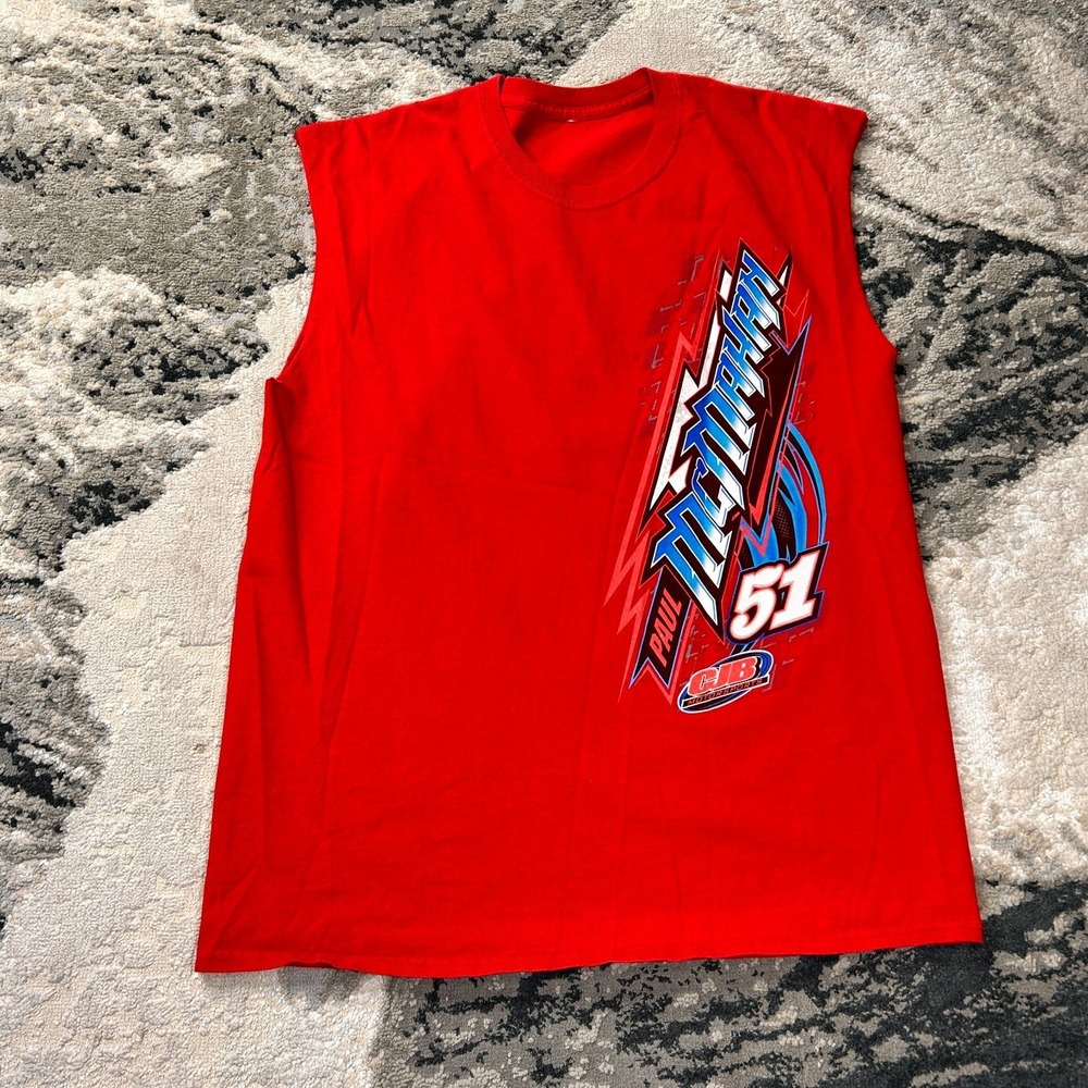 Cjb Motorsports Shirt Mens Red NASCAR Paul Mcmahan's 2014 Cjb Racing #51 Graphic